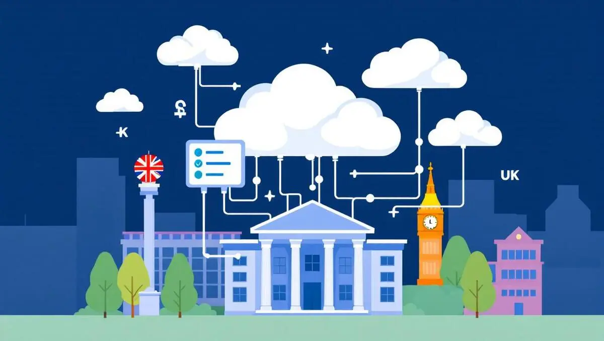 Cloud servers linking to uk financial institution modern digital network