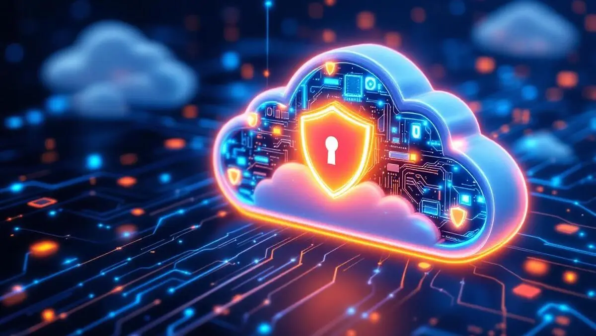 Ai powered cloud security shields circuitry modern technology illustration