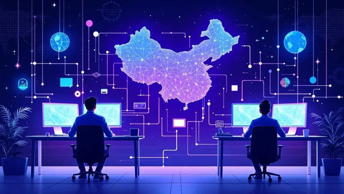 Uk us office workers computers ai patterns data flows china map
