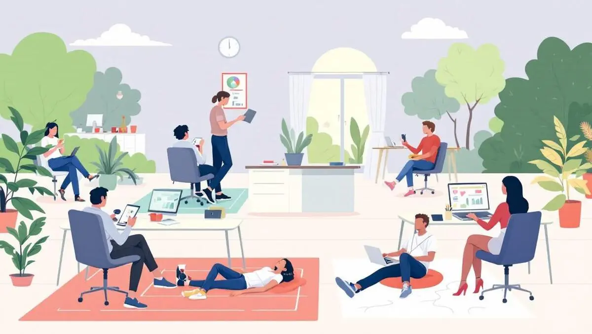 Young professionals relaxing home outdoors empty office four day work week uk