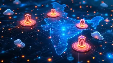 Digital illustration network data centers mumbai hyderabad chennai india
