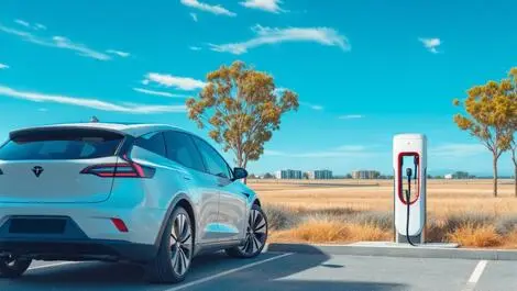 Electric vehicle charging station rural australia apartments wide sky