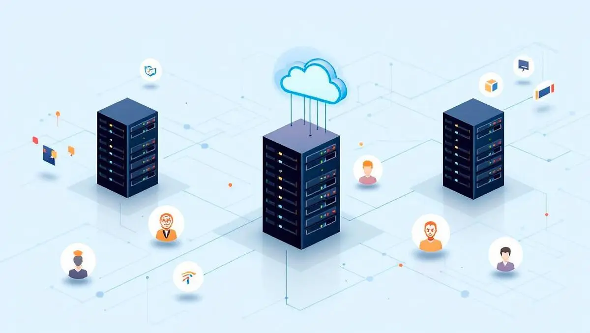 Interconnected cloud servers ai brain icons network lines enterprise ai