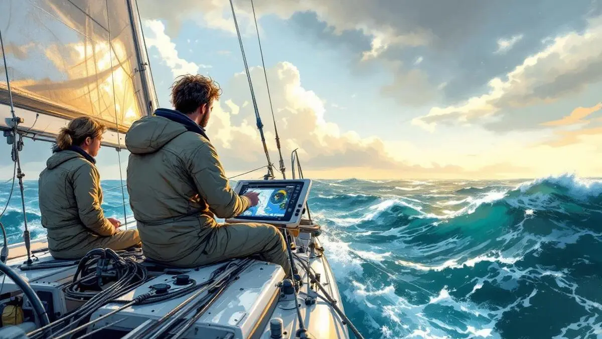 British sailors racing yacht digital navigation stormy sea routes