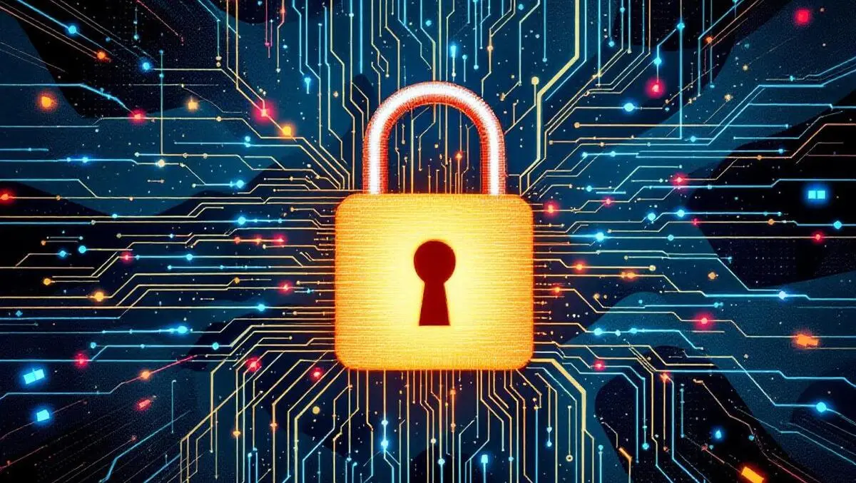 Illustration padlock digital data streams abstract figures uk security