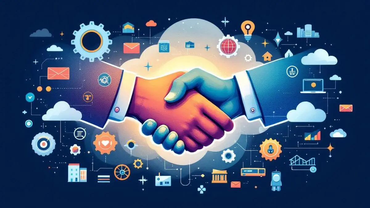 Handshake partnership technology supply chain cloud enterprise operations gears