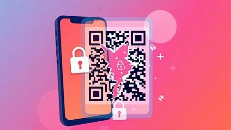 Smartphone scanning fragmented qr code with breaking digital locks security compromise