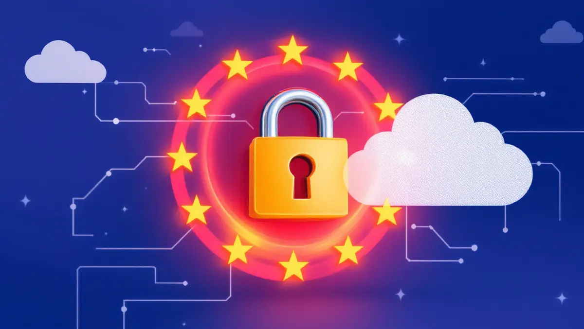 Digital network security lock european union flag cloud data protection