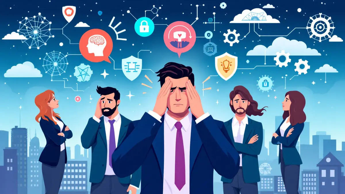 Stressed business professionals uk tech sector challenges ai cybersecurity