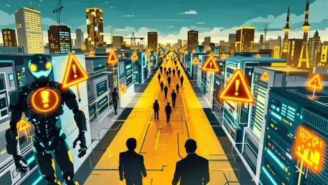 Ai driven threats infiltrating australian city network with outdated servers warning symbols