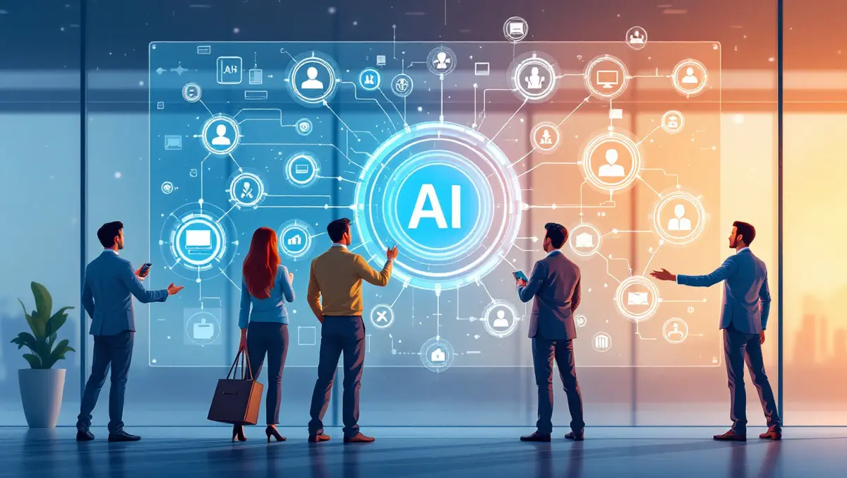 Business professionals collaborating ai workflow automation agent management