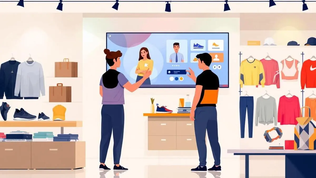 Modern retail store interior digital interfaces customer virtual assistant sportswear fashion