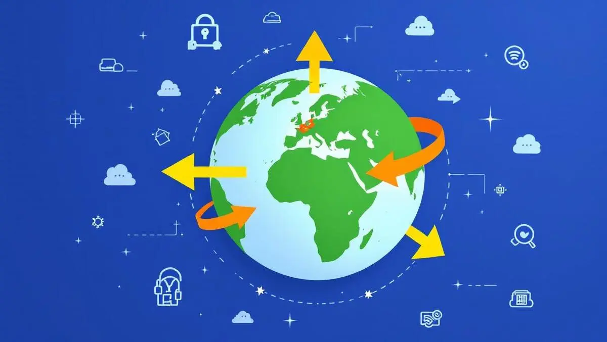 Digital illustration globe expansion europe middle east africa cloud security