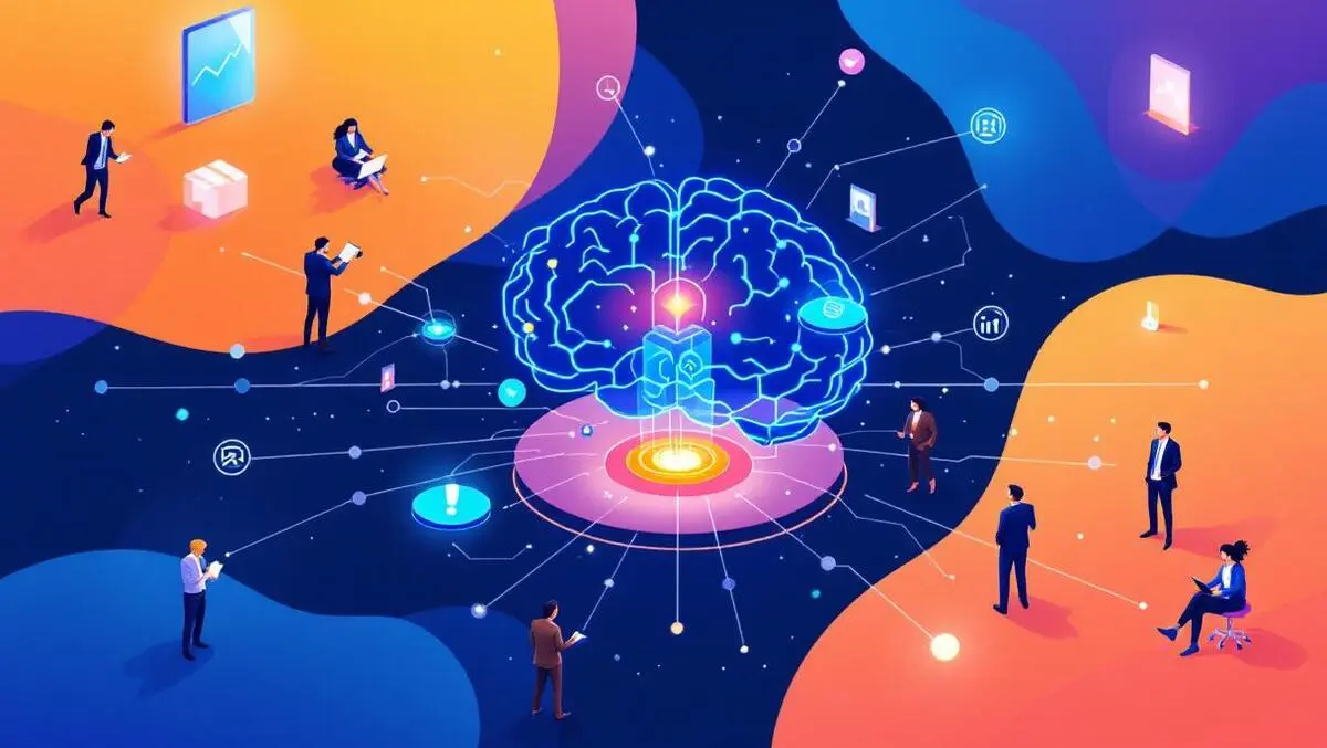 Business professionals collaborating digital brain ai adoption emea