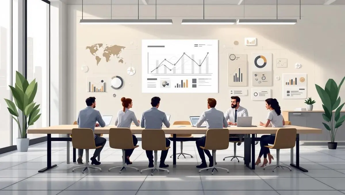 Business professionals strategic planning digital charts global connections london office