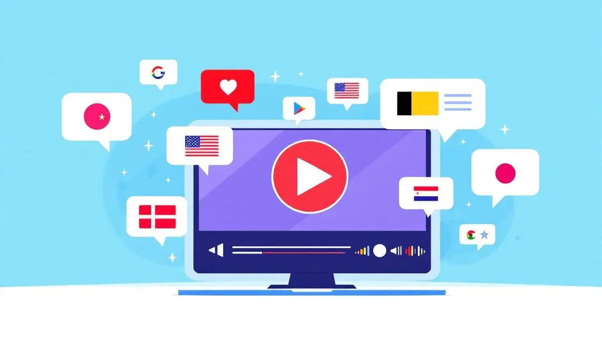 Video player interface global video streaming ai translation speech bubbles