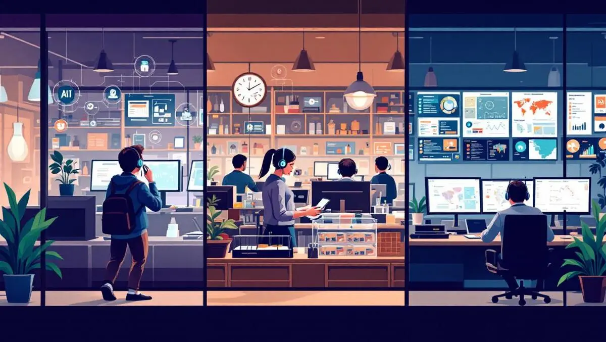 Modern uk office ai call centre retail checkout security ops room