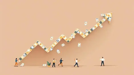 Australian economy growth arrow money payslips flat vector map