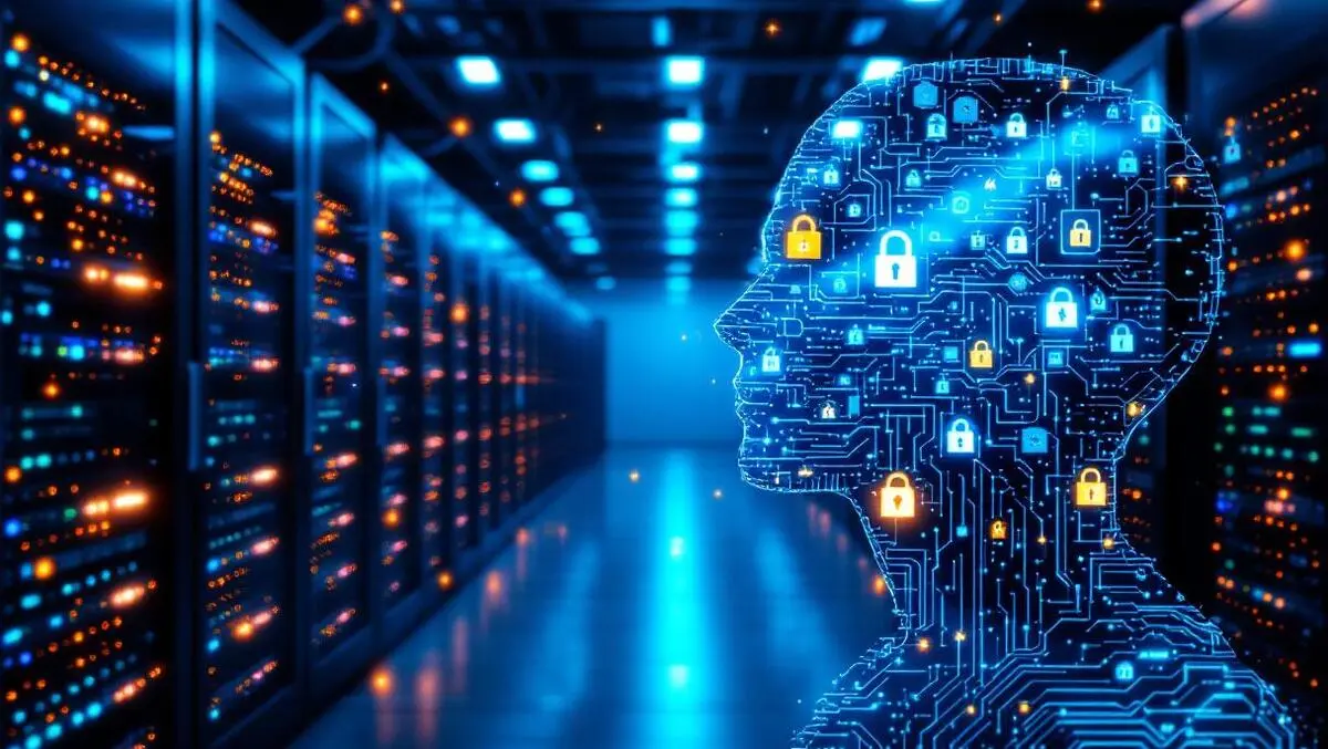 Australian datacenter ai silhouette broken security padlocks