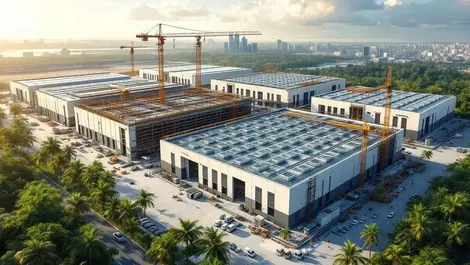 Aerial data center construction southeast asia cooling pipes