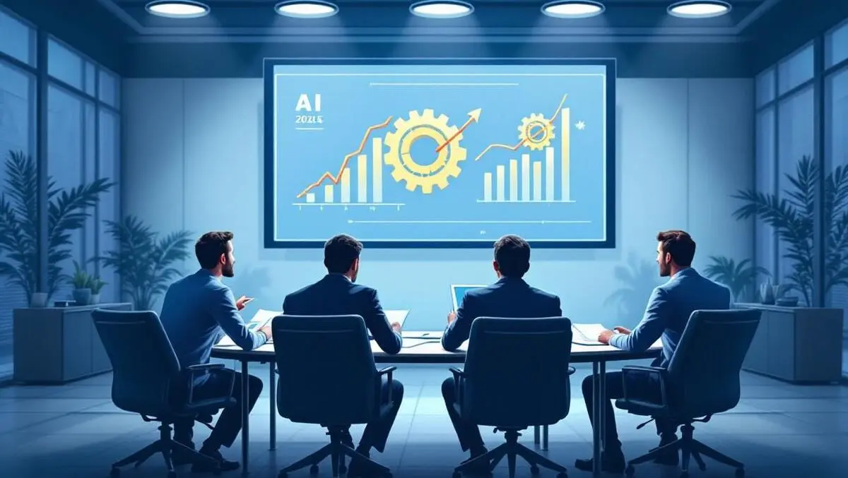 Boardroom 2026 executives reviewing ai cost vs profit charts