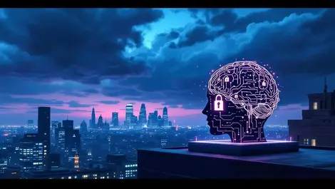 Uk office rooftop fortress walls vs exposed ai brain london dusk