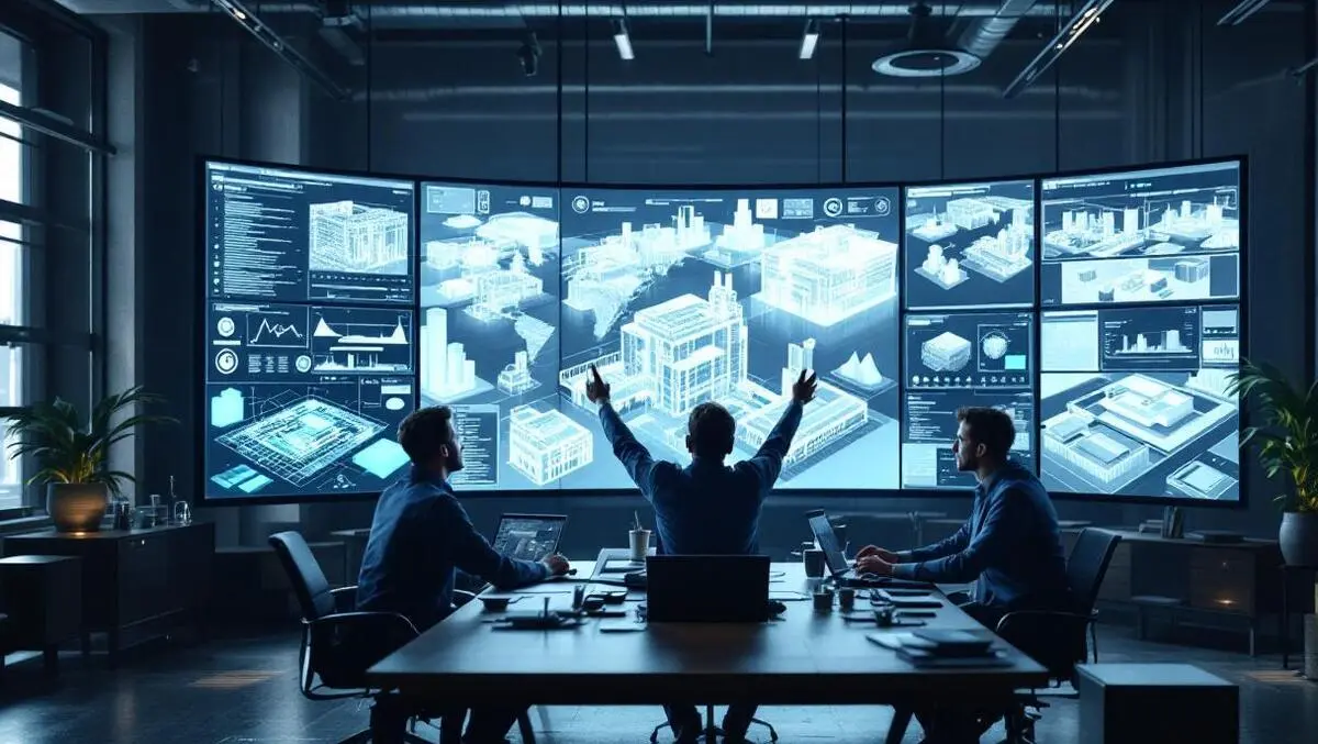 Engineers control room 3d plant models point cloud ai displays