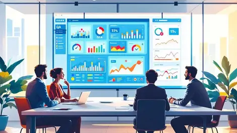 Enterprise qa dashboard charts metrics risk collaboration scene
