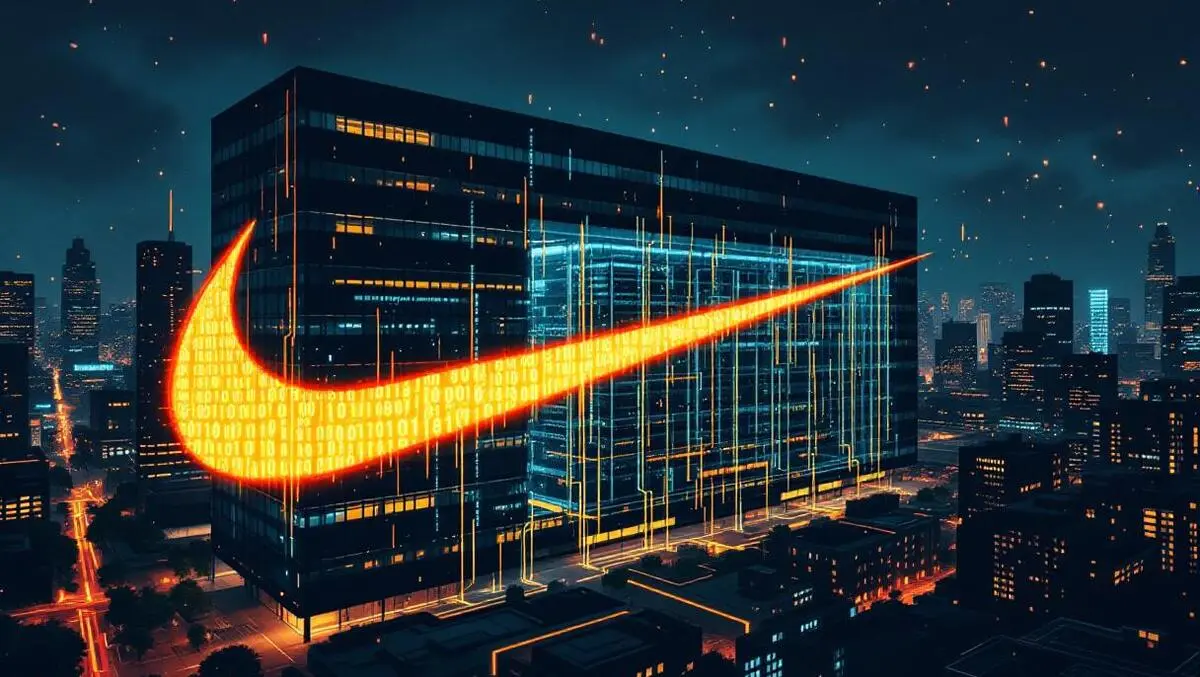 Moody night corporate tower swoosh architecture massive data breach