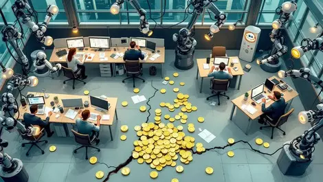 Uk office ai chaos frustrated staff robotic arms pound loss