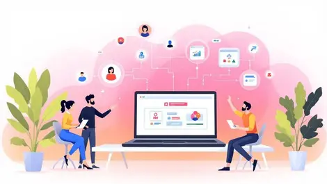 Team collaborating on no code ai agent workflow platform illustration