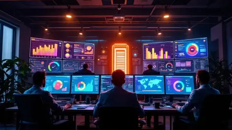 It ops room screens risk gauges server rack predictive patch view